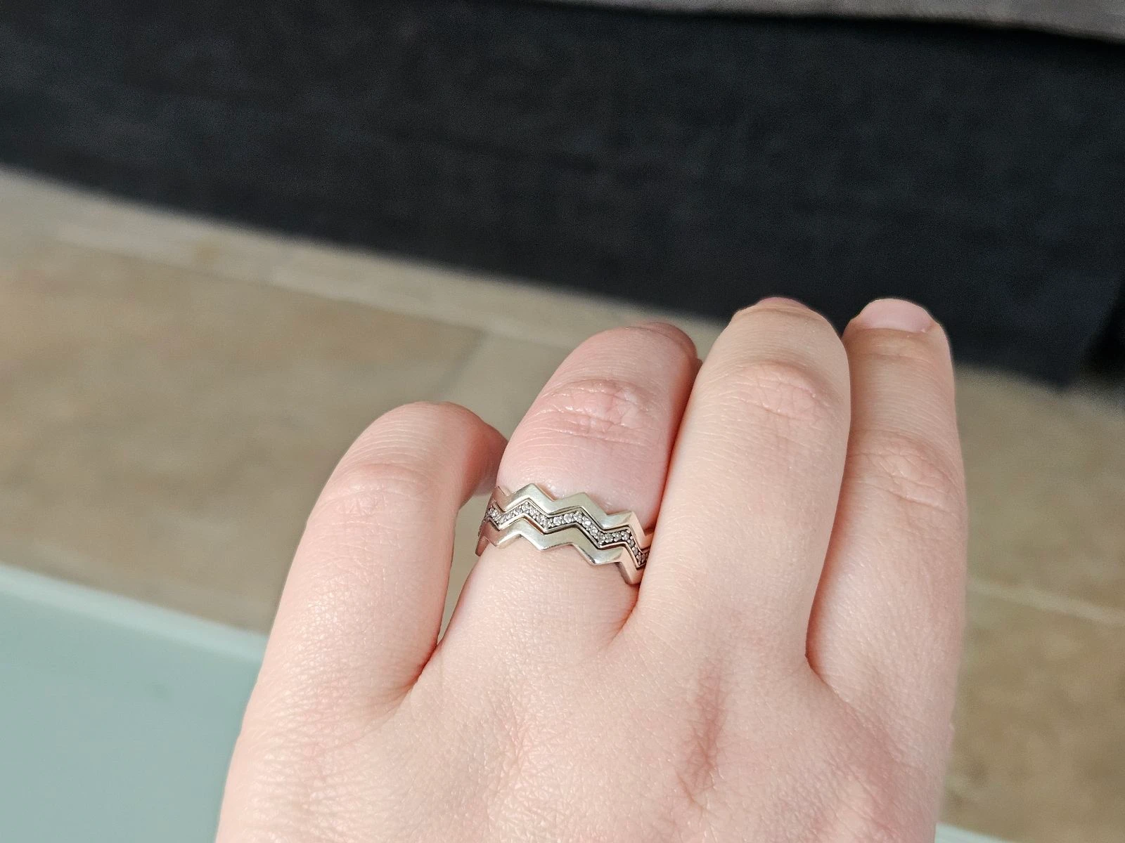 Conjunto de 3 anéis Pandora tamanho 58 zigzag – photo 8